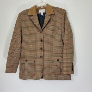 Evan Picone 100% Wool Houndstooth Blazer, Size 12